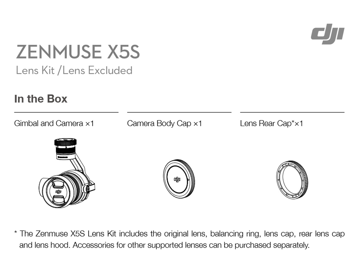 Zenmuse X5S kutu içeriği
